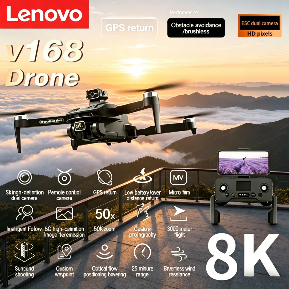 Lenovo V168 GPS 8K Drone Profe - Drone Camera Wide Angle review and price